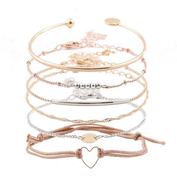 Women Layered Bracelet Set Assorted Beaded‎ Multiple Stackable Wrap Bangle Set - Picture 1 of 5